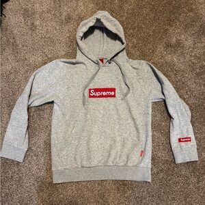 Supreme Gray Hoodie with Red Logo